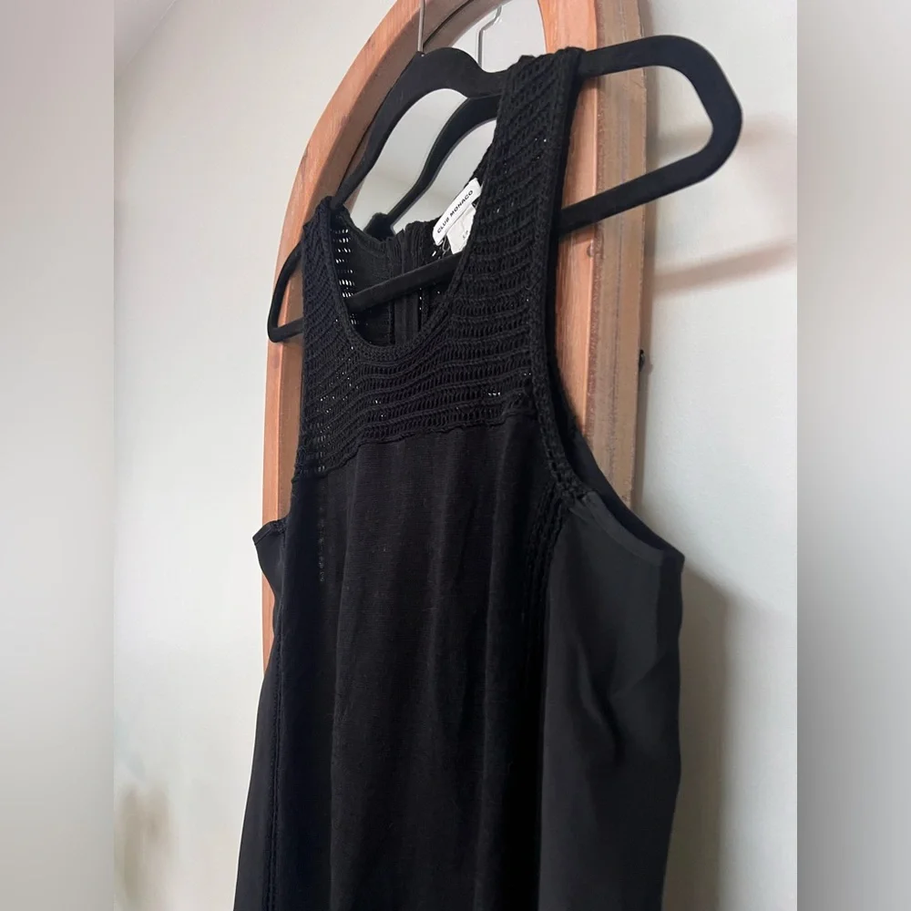 Club Monaco Black Linen Blend Crochet Detail Tank Top - Picture 4 of 8